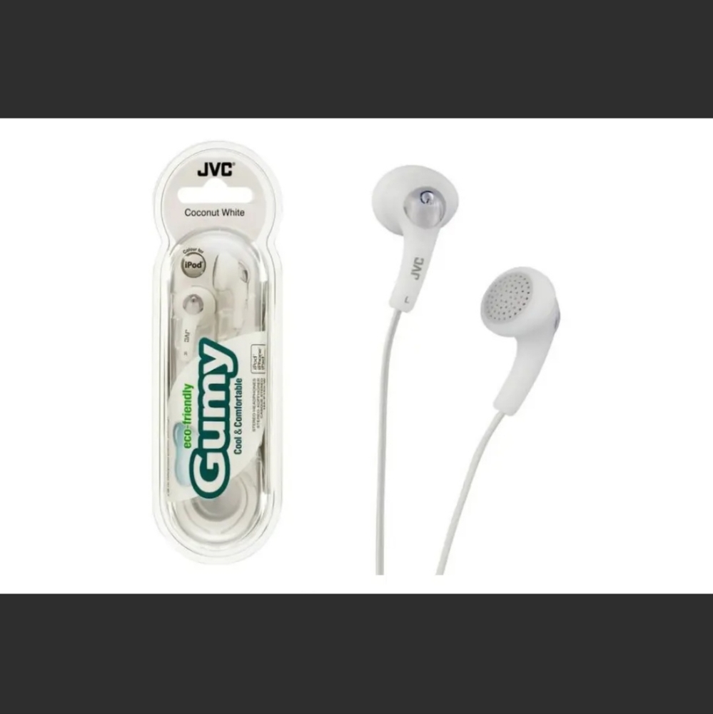 10 for 100. JVC gummy coconut white stereo headphones with remote and microphone
